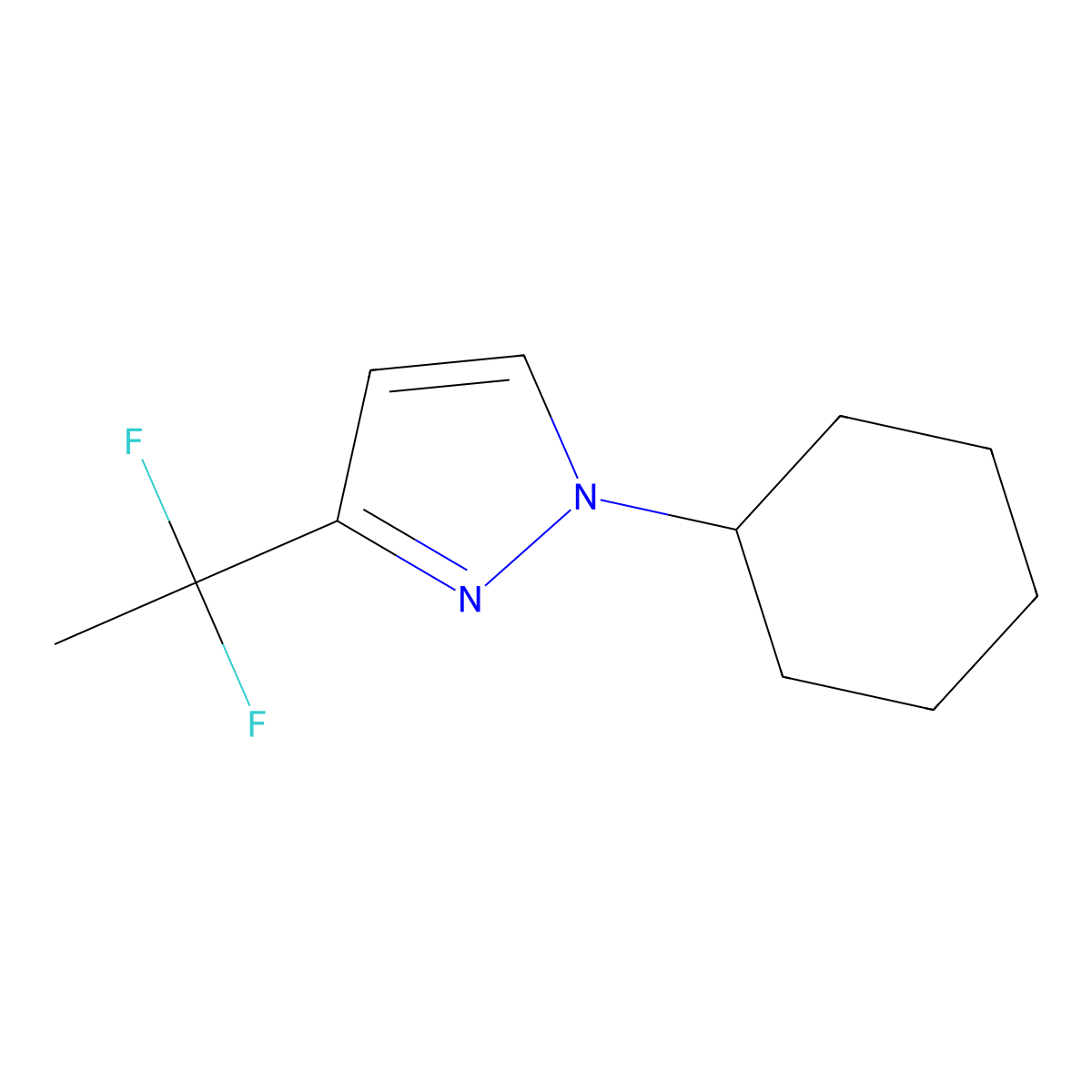 1-Cyclohexyl-3-(1,1-difluoroethyl)-1H-pyrazole molecular structure, CAS 2059935-48-5