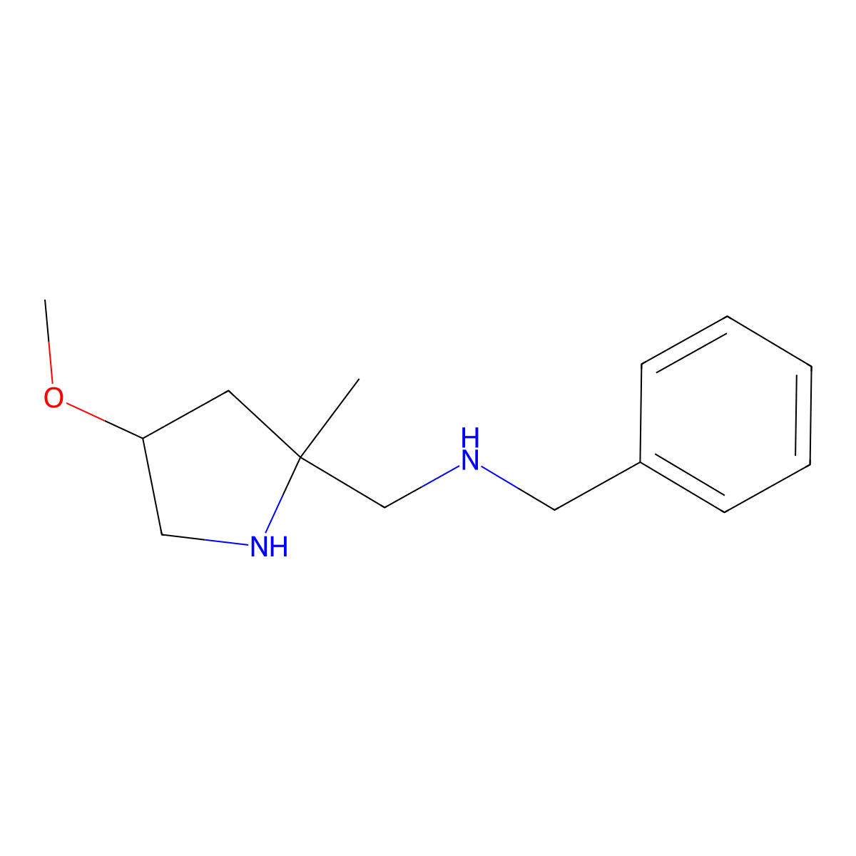 Benzyl[(4-methoxy-2-methylpyrrolidin-2-yl)methyl]amine molecular structure, CAS 2059935-54-3