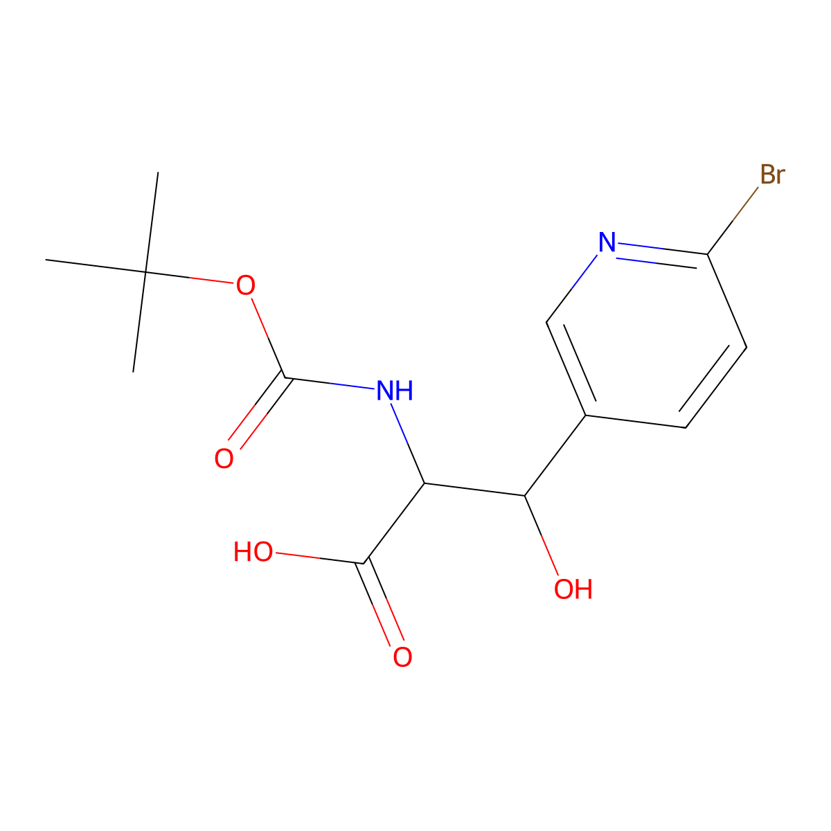 3-(6-Bromopyridin-3-yl)-2-{[(tert-butoxy)carbonyl]amino}-3-hydroxypropanoic acid molecular structure, CAS 2059935-61-2