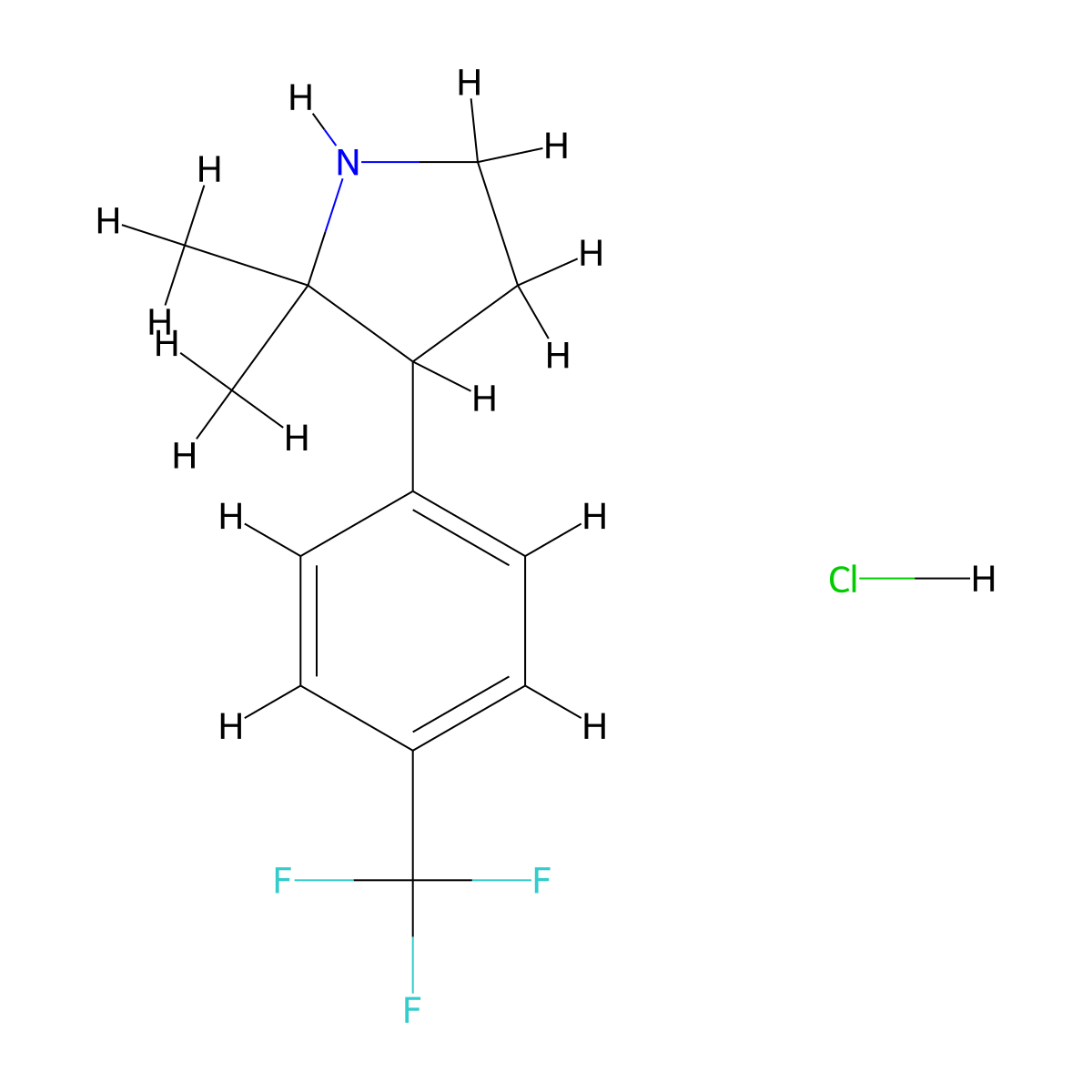 2,2-Dimethyl-3-[4-(trifluoromethyl)phenyl]pyrrolidine hydrochloride molecular structure, CAS 2059935-66-7