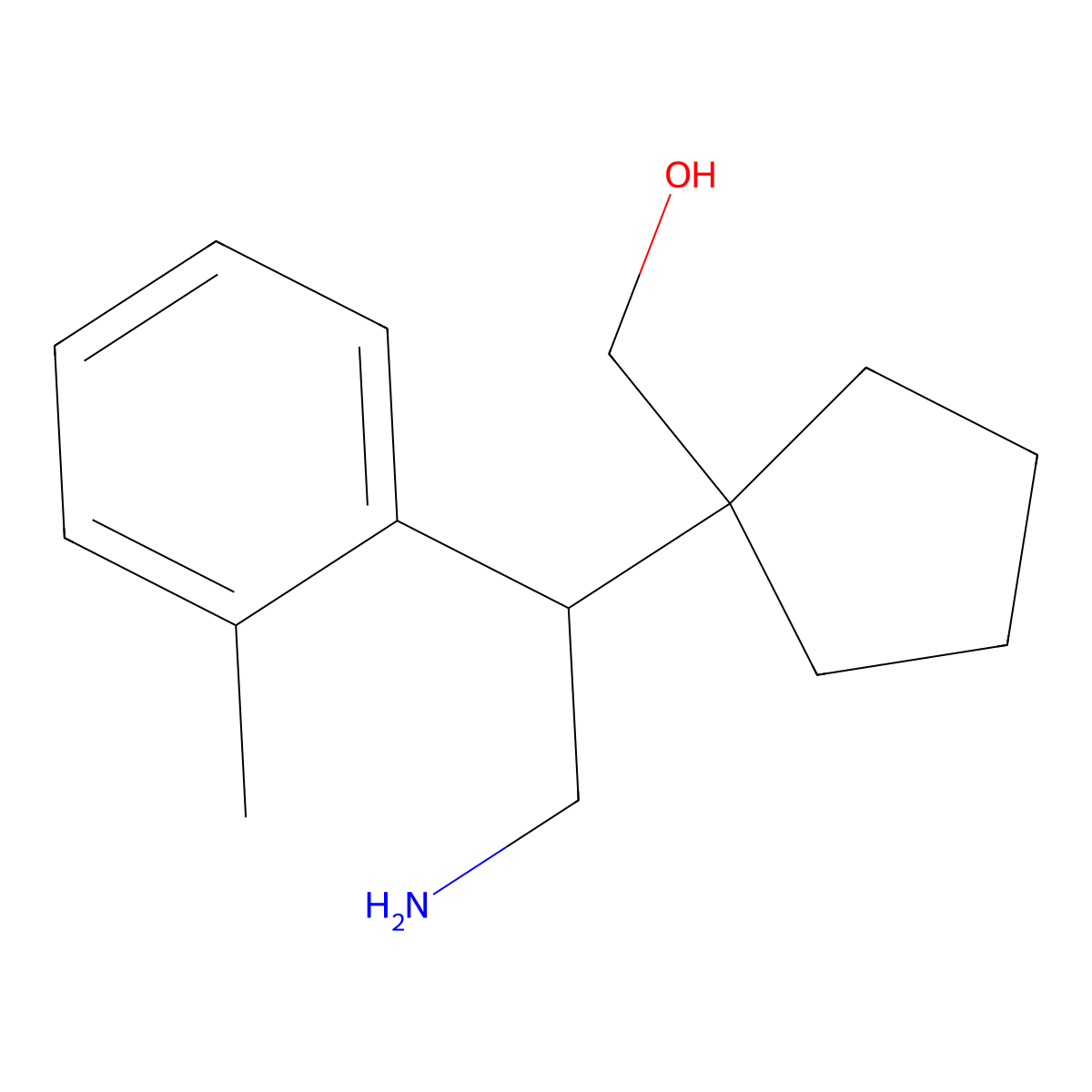 {1-[2-Amino-1-(2-methylphenyl)ethyl]cyclopentyl}methanol molecular structure, CAS 2059935-67-8