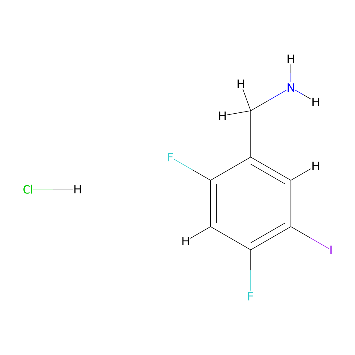 (2,4-Difluoro-5-iodophenyl)methanamine hydrochloride molecular structure, CAS 2059935-73-6