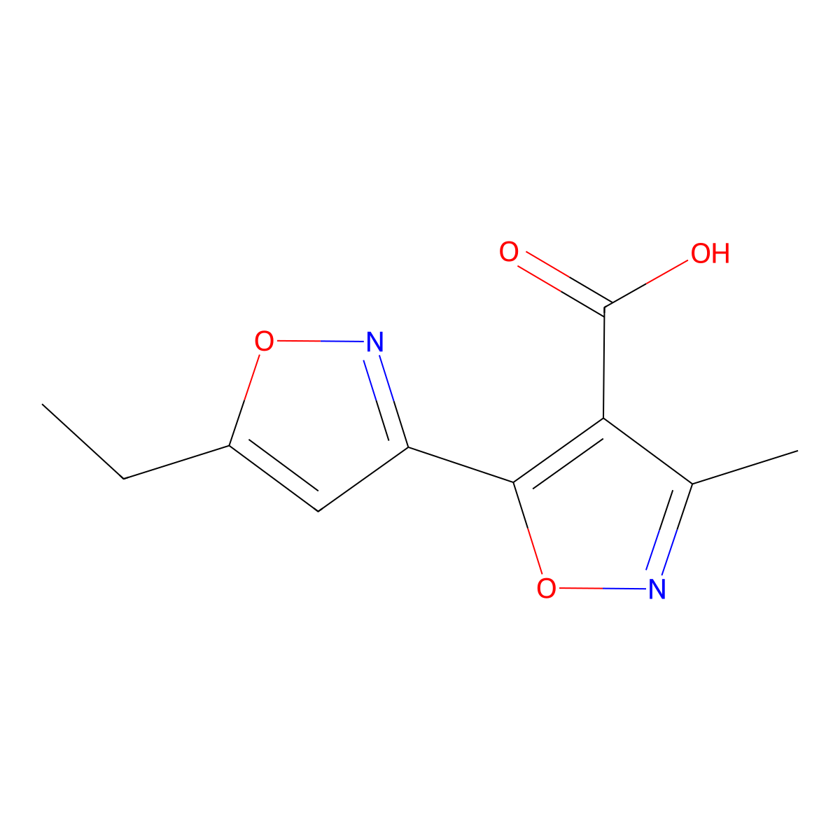 5-(5-Ethyl-1,2-oxazol-3-yl)-3-methyl-1,2-oxazole-4-carboxylic acid molecular structure, CAS 2059935-74-7
