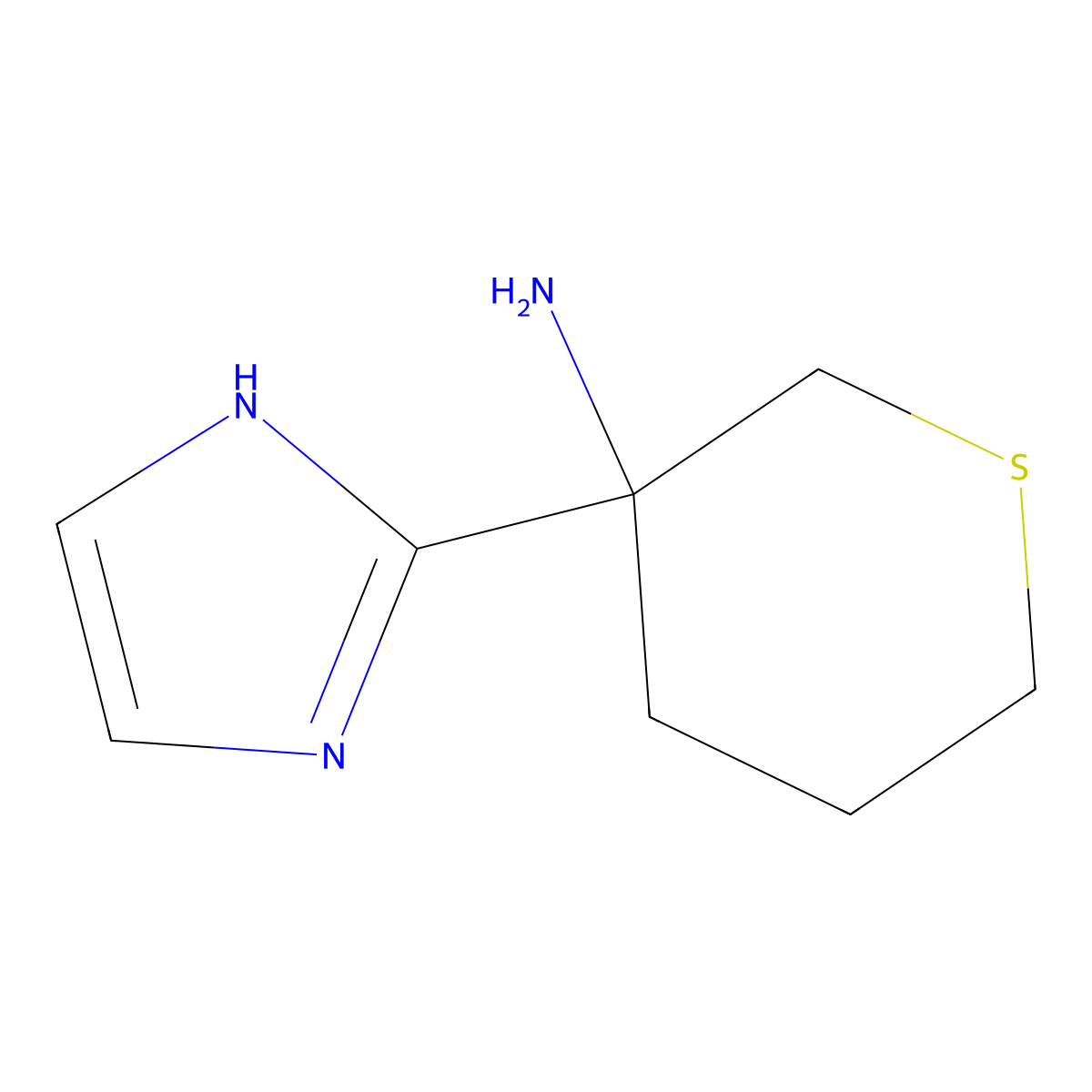 3-(1H-Imidazol-2-yl)thian-3-amine molecular structure, CAS 2059935-77-0