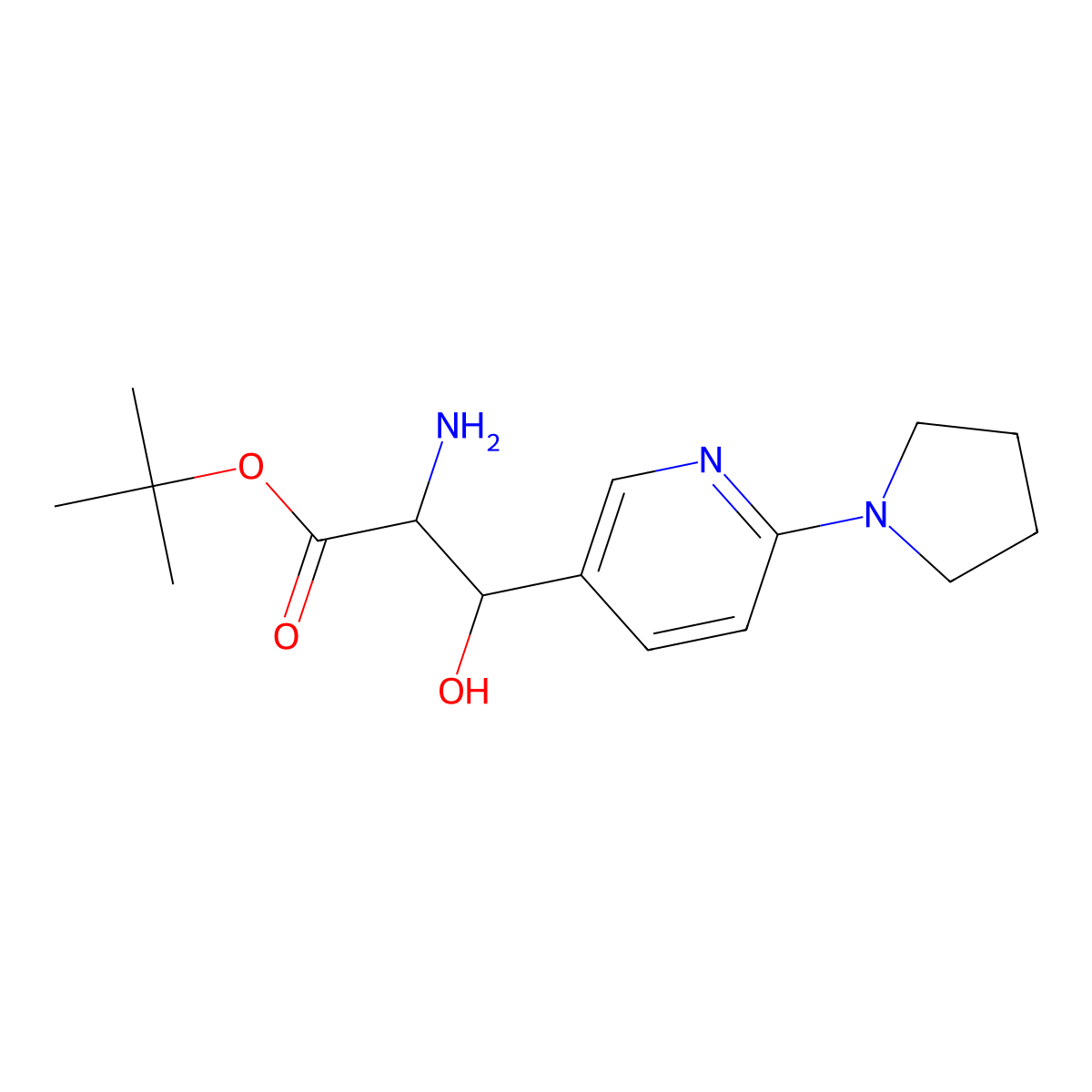 tert-Butyl 2-amino-3-hydroxy-3-[6-(pyrrolidin-1-yl)pyridin-3-yl]propanoate molecular structure, CAS 2059935-78-1