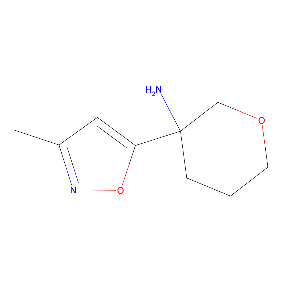 3-(3-Methyl-1,2-oxazol-5-yl)oxan-3-amine molecular structure, CAS 2059936-23-9
