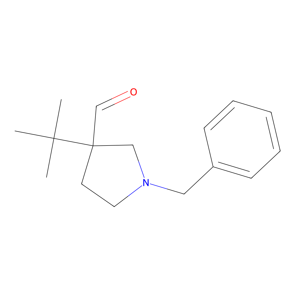 1-Benzyl-3-tert-butylpyrrolidine-3-carbaldehyde molecular structure, CAS 2059936-27-3