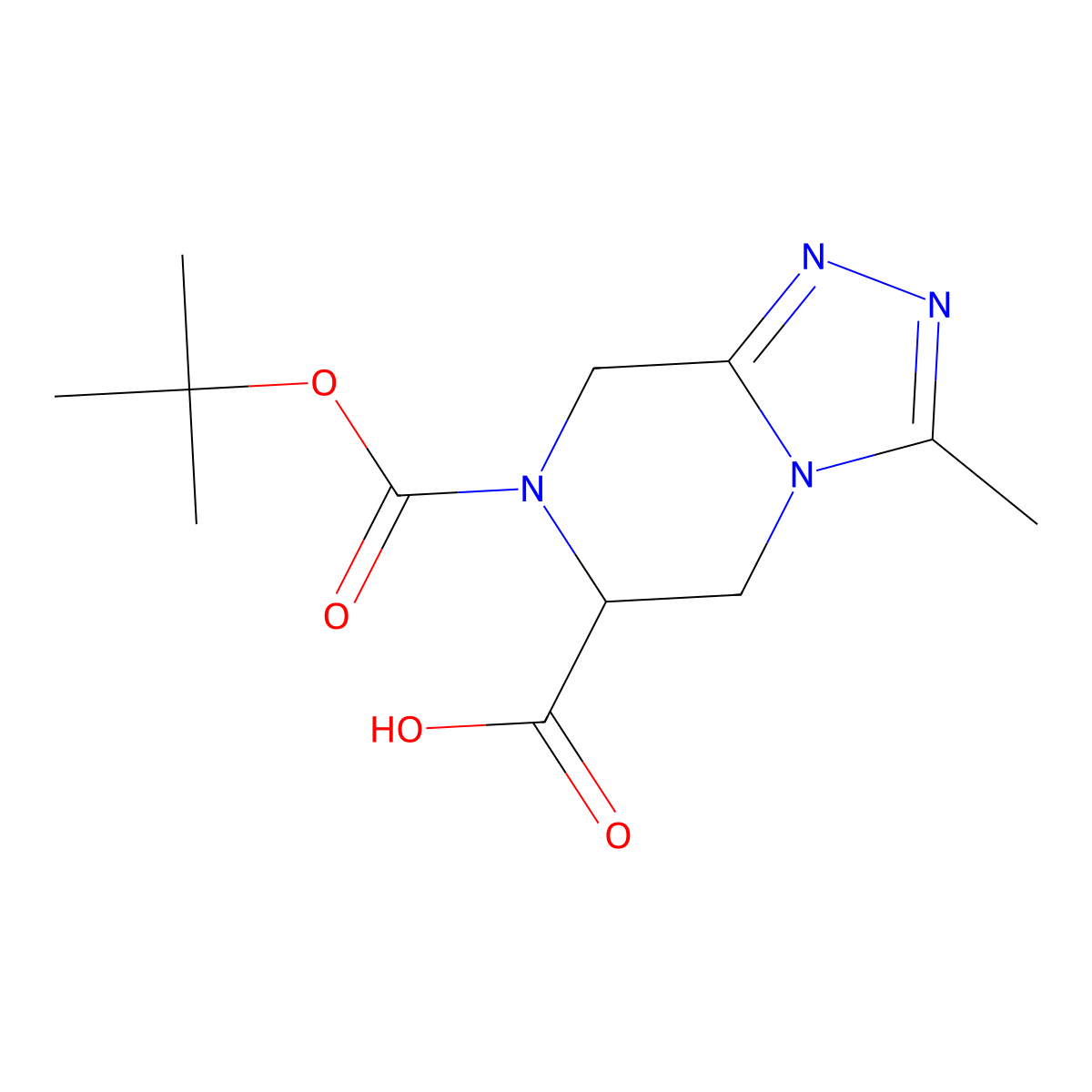7-((tert-butoxy)carbonyl)-3-methyl-5H,6H,7H,8H-(1,2,4)triazolo(4,3-a)pyrazine-6-carboxylic acid molecular structure, CAS 2059936-29-5