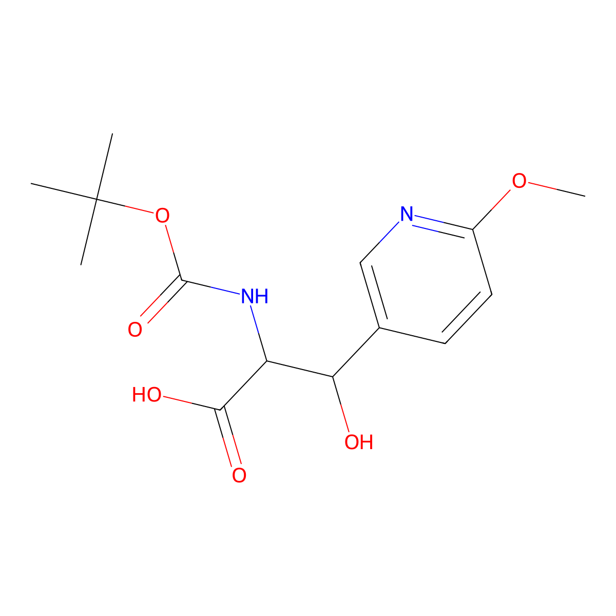 2-{[(Tert-butoxy)carbonyl]amino}-3-hydroxy-3-(6-methoxypyridin-3-yl)propanoic acid molecular structure, CAS 2059936-39-7
