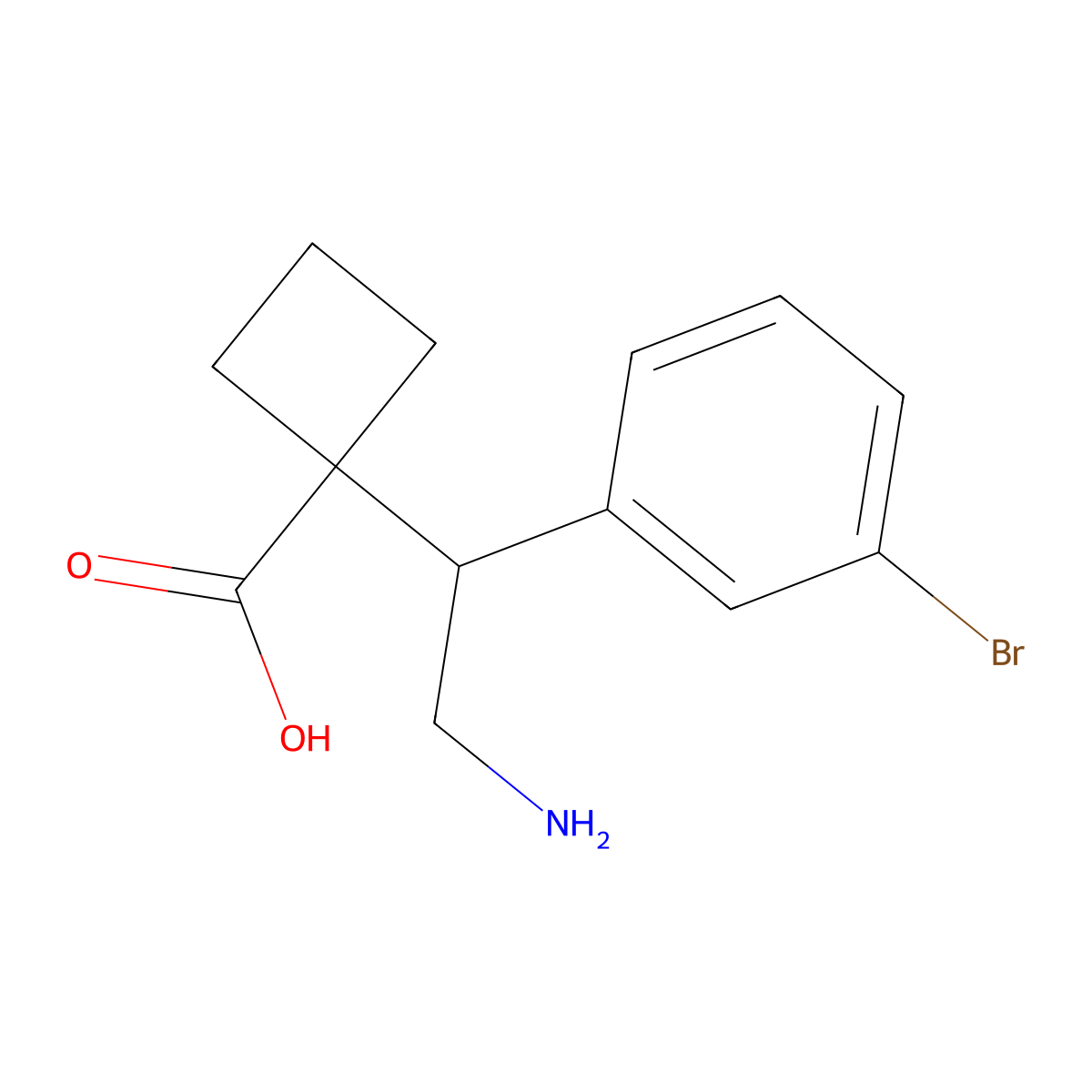 1-[2-Amino-1-(3-bromophenyl)ethyl]cyclobutane-1-carboxylic acid molecular structure, CAS 2059936-40-0