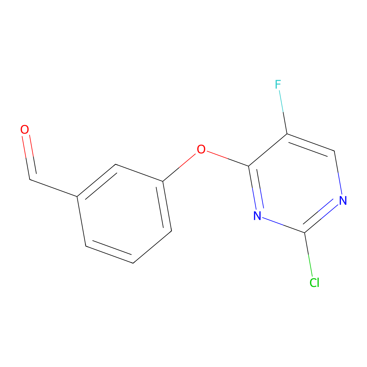 3-[(2-Chloro-5-fluoropyrimidin-4-yl)oxy]benzaldehyde molecular structure, CAS 2059936-44-4