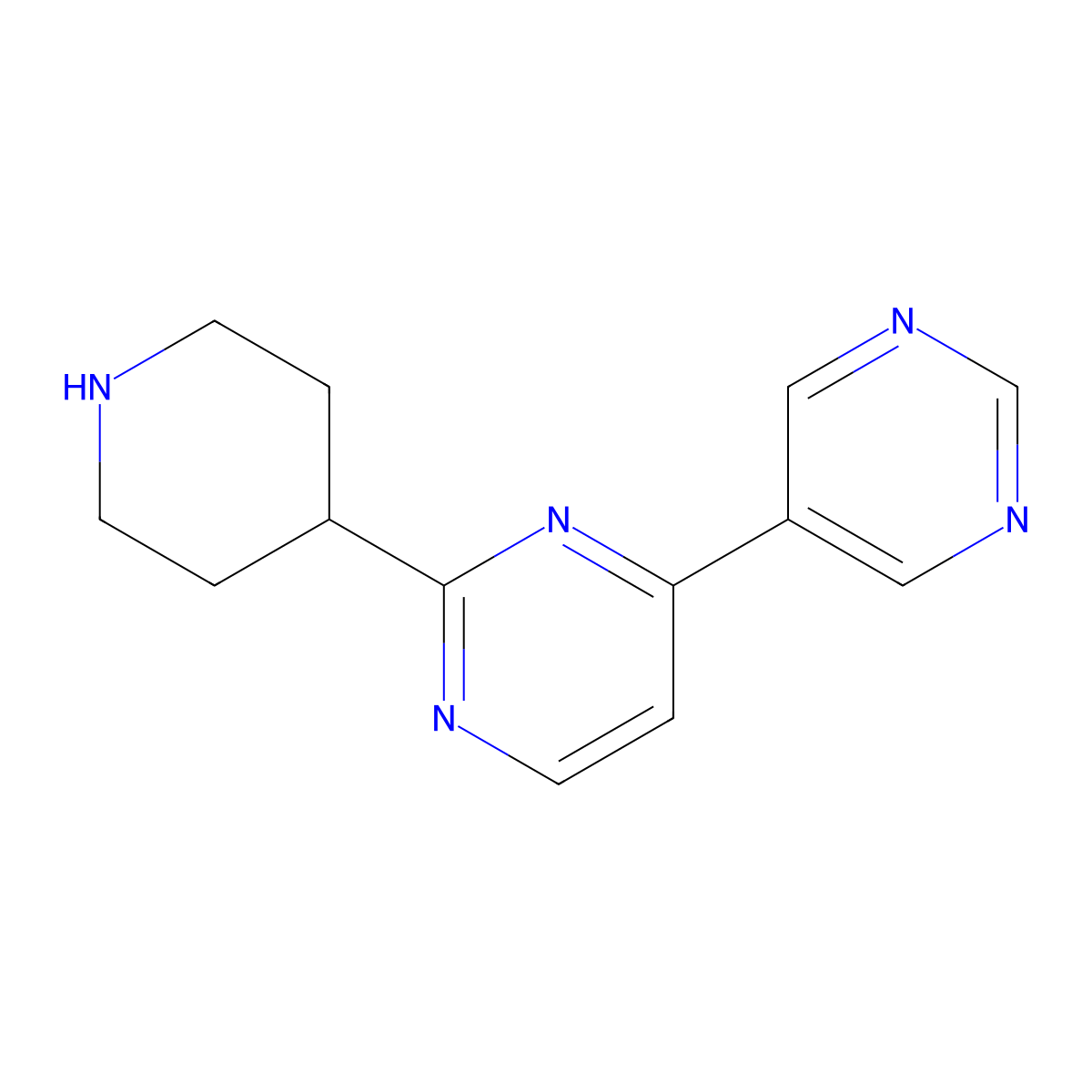 2-(Piperidin-4-yl)-4-(pyrimidin-5-yl)pyrimidine molecular structure, CAS 2059936-51-3
