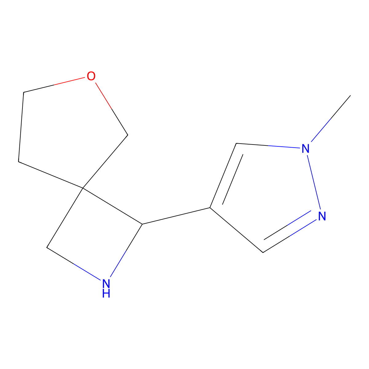 1-(1-Methyl-1H-pyrazol-4-yl)-6-oxa-2-azaspiro[3.4]octane molecular structure, CAS 2059936-94-4