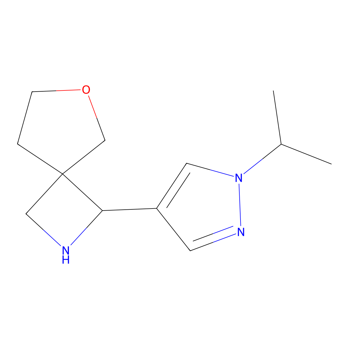 1-[1-(Propan-2-yl)-1H-pyrazol-4-yl]-6-oxa-2-azaspiro[3.4]octane molecular structure, CAS 2059936-98-8
