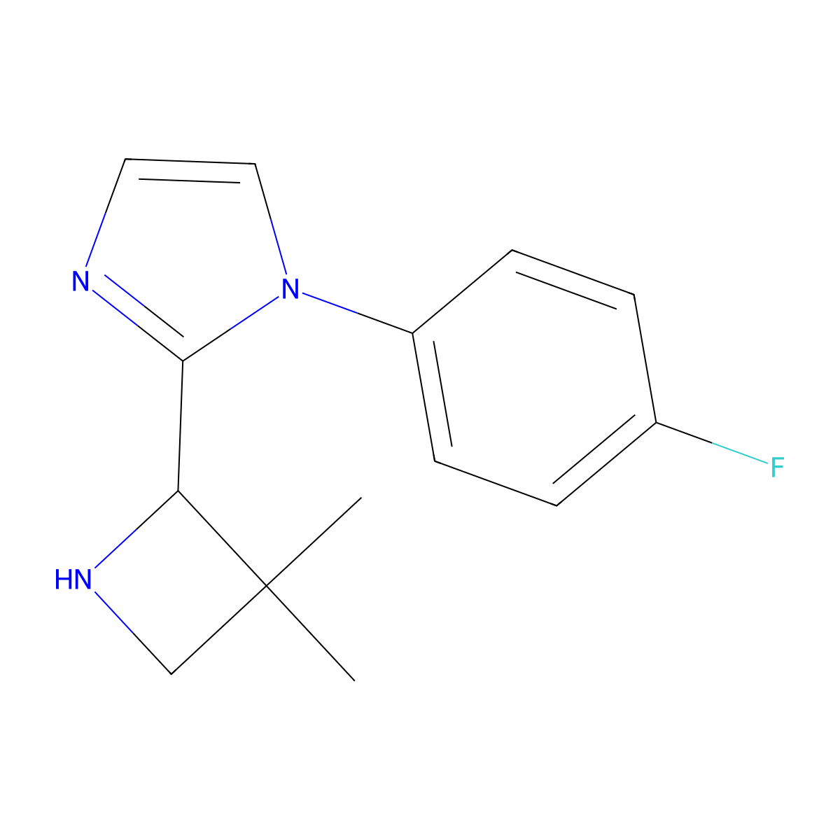 2-(3,3-Dimethylazetidin-2-yl)-1-(4-fluorophenyl)-1H-imidazole molecular structure, CAS 2059937-18-5
