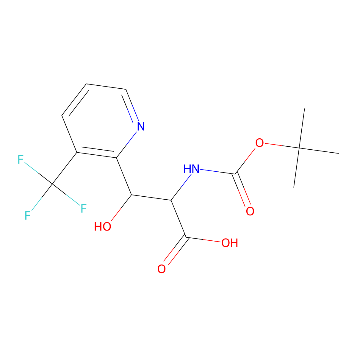 2-{[(Tert-butoxy)carbonyl]amino}-3-hydroxy-3-[3-(trifluoromethyl)pyridin-2-yl]propanoic acid molecular structure, CAS 2059937-23-2