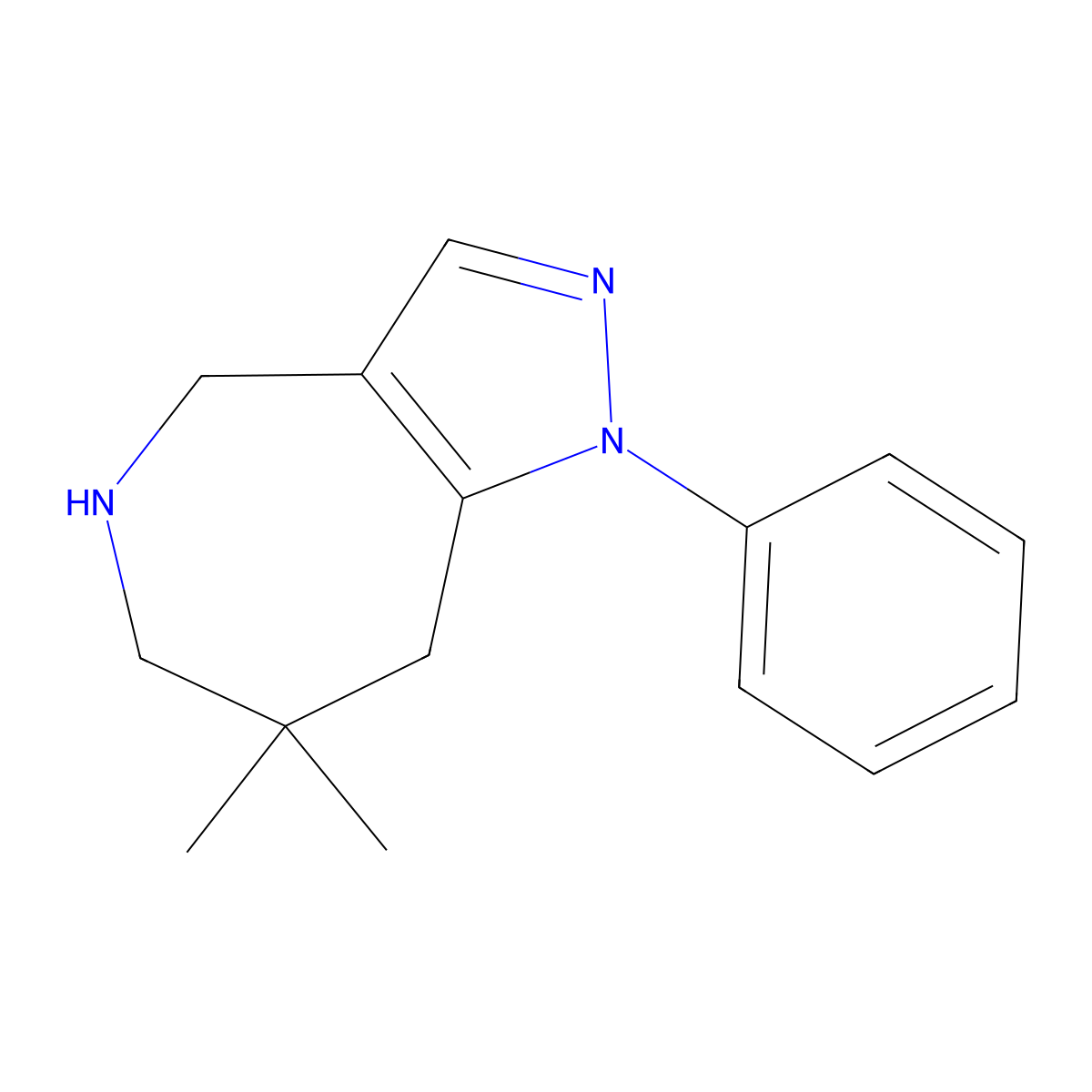 7,7-Dimethyl-1-phenyl-1H,4H,5H,6H,7H,8H-pyrazolo[4,3-c]azepine molecular structure, CAS 2059937-26-5