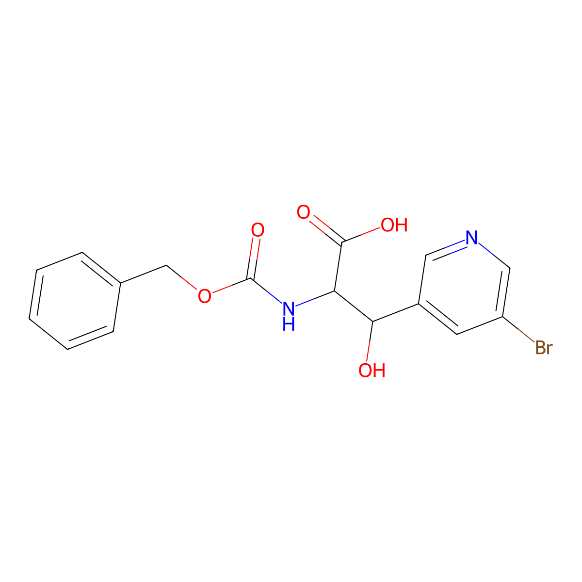 2-{[(Benzyloxy)carbonyl]amino}-3-(5-bromopyridin-3-yl)-3-hydroxypropanoic acid molecular structure, CAS 2059937-29-8