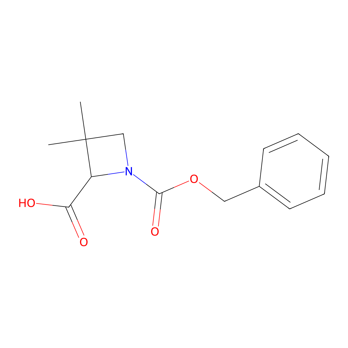1-[(Benzyloxy)carbonyl]-3,3-dimethylazetidine-2-carboxylic acid molecular structure, CAS 2059937-47-0