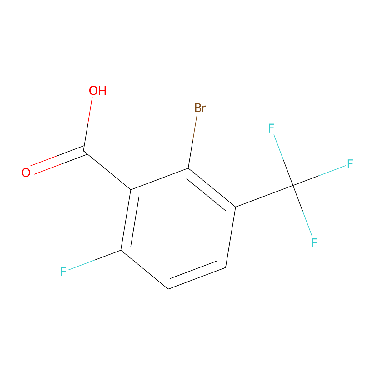 2-Bromo-6-fluoro-3-(trifluoromethyl)benzoic acid molecular structure, CAS 2059937-52-7