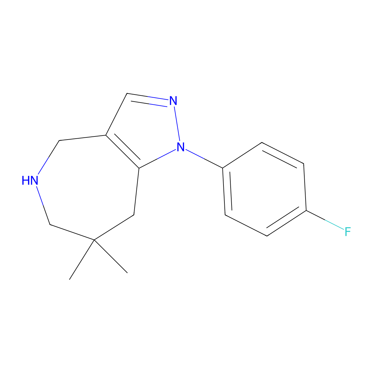 1-(4-Fluorophenyl)-7,7-dimethyl-1H,4H,5H,6H,7H,8H-pyrazolo[4,3-c]azepine molecular structure, CAS 2059937-58-3