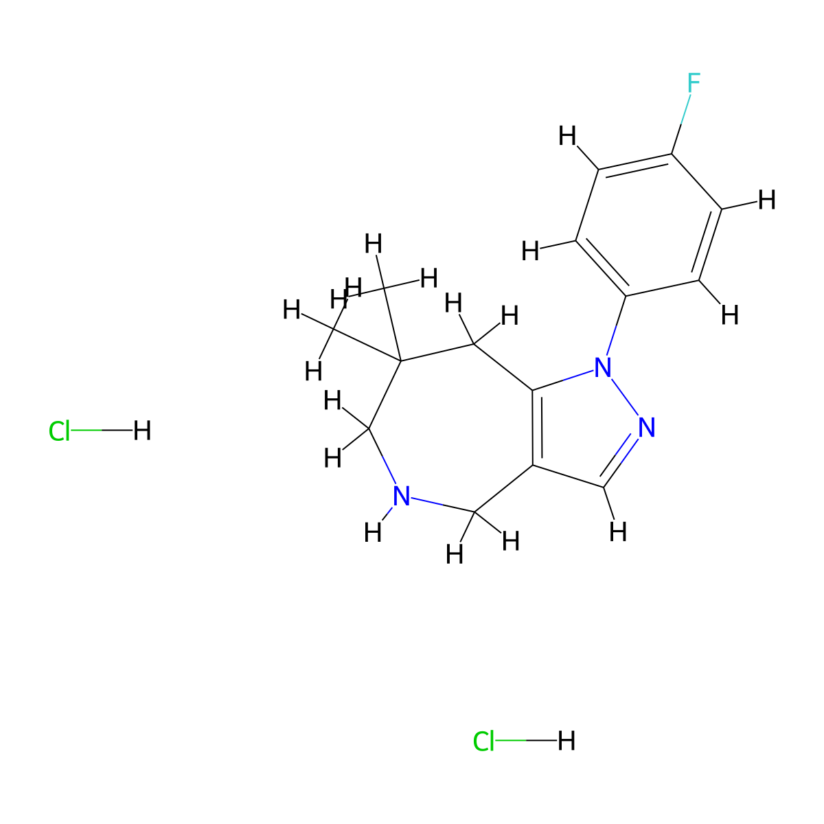 1-(4-fluorophenyl)-7,7-dimethyl-1H,4H,5H,6H,7H,8H-pyrazolo[4,3-c]azepine dihydrochloride molecular structure, CAS 2059937-59-4
