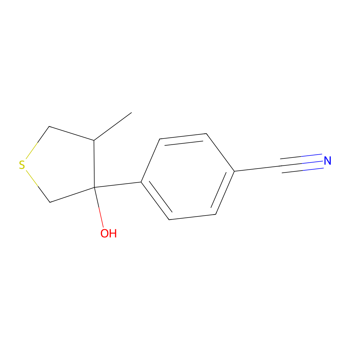 4-(3-Hydroxy-4-methylthiolan-3-yl)benzonitrile molecular structure, CAS 2059937-60-7