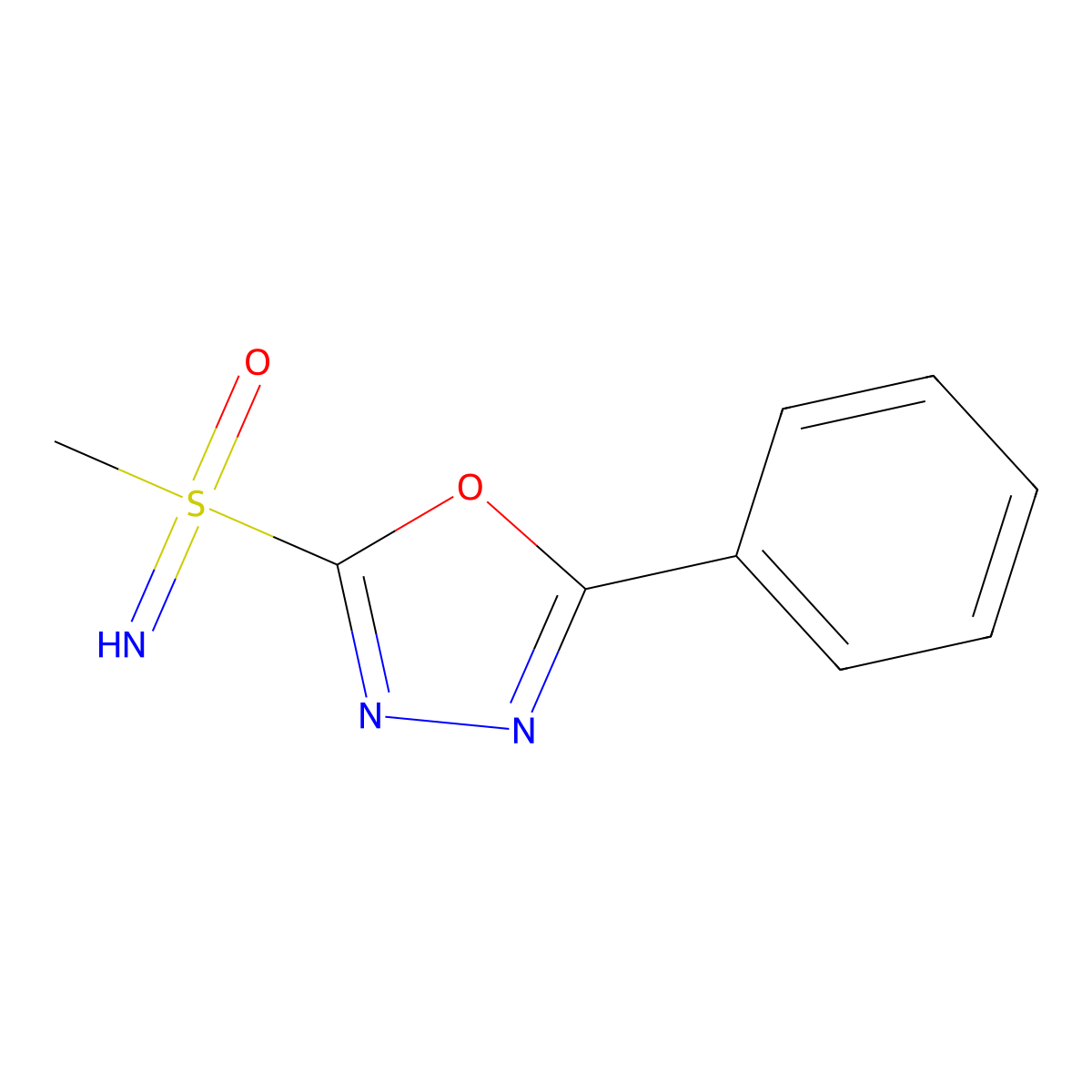 Imino(methyl)(5-phenyl-1,3,4-oxadiazol-2-yl)-lambda6-sulfanone molecular structure, CAS 2059937-71-0