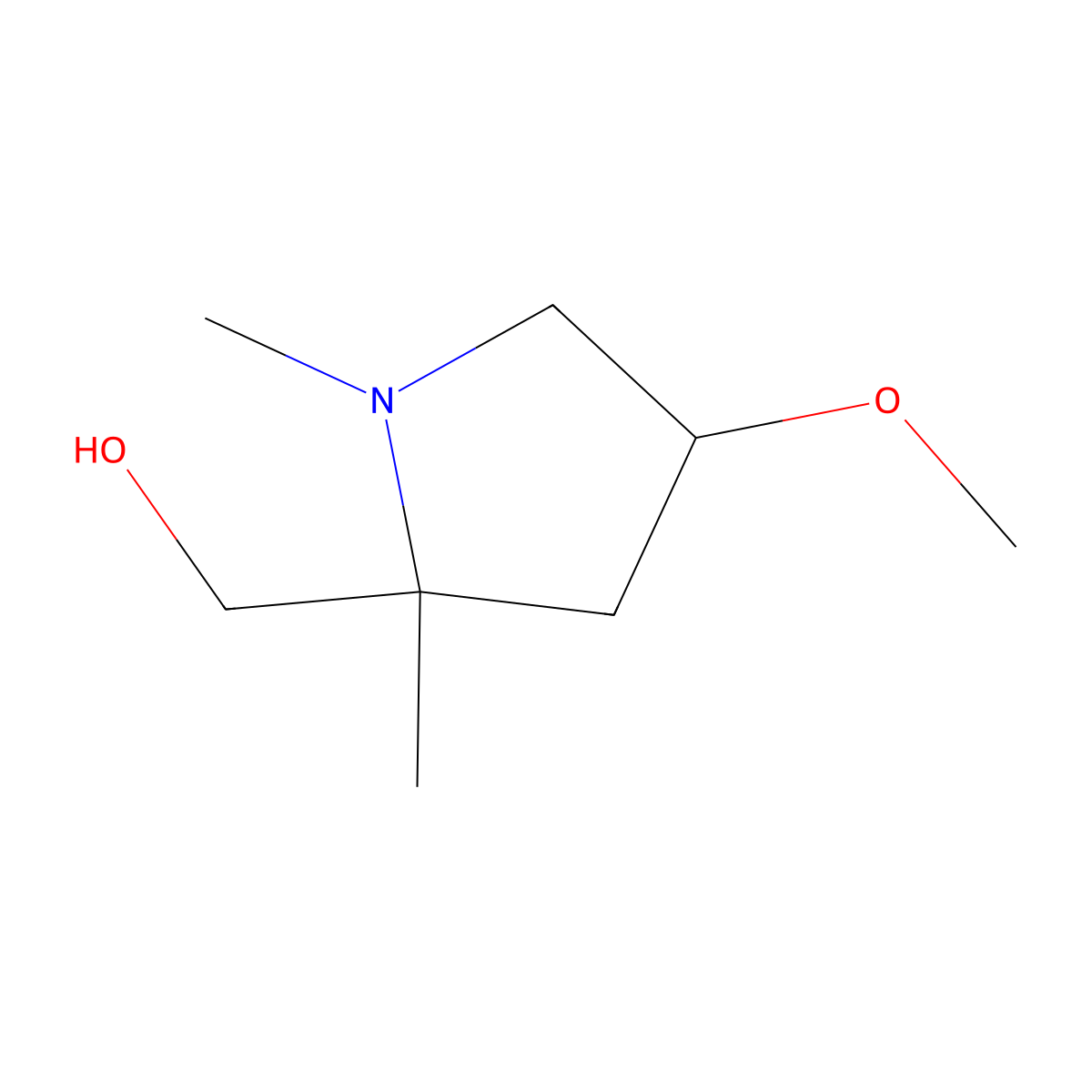 (4-Methoxy-1,2-dimethylpyrrolidin-2-yl)methanol molecular structure, CAS 2059937-75-4
