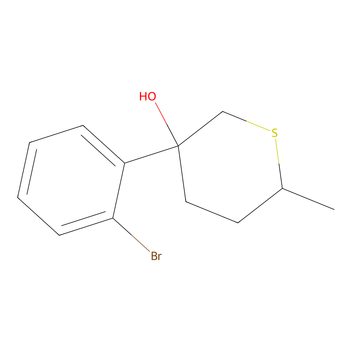 3-(2-Bromophenyl)-6-methylthian-3-ol molecular structure, CAS 2059937-83-4