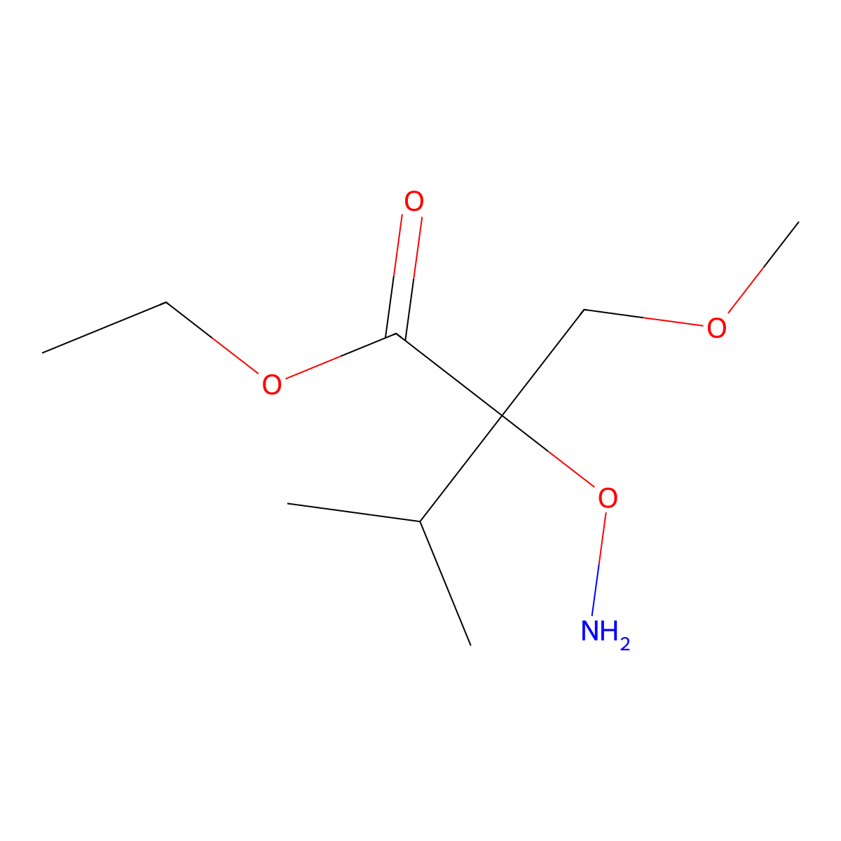 Ethyl 2-(aminooxy)-2-(methoxymethyl)-3-methylbutanoate molecular structure, CAS 2059937-89-0