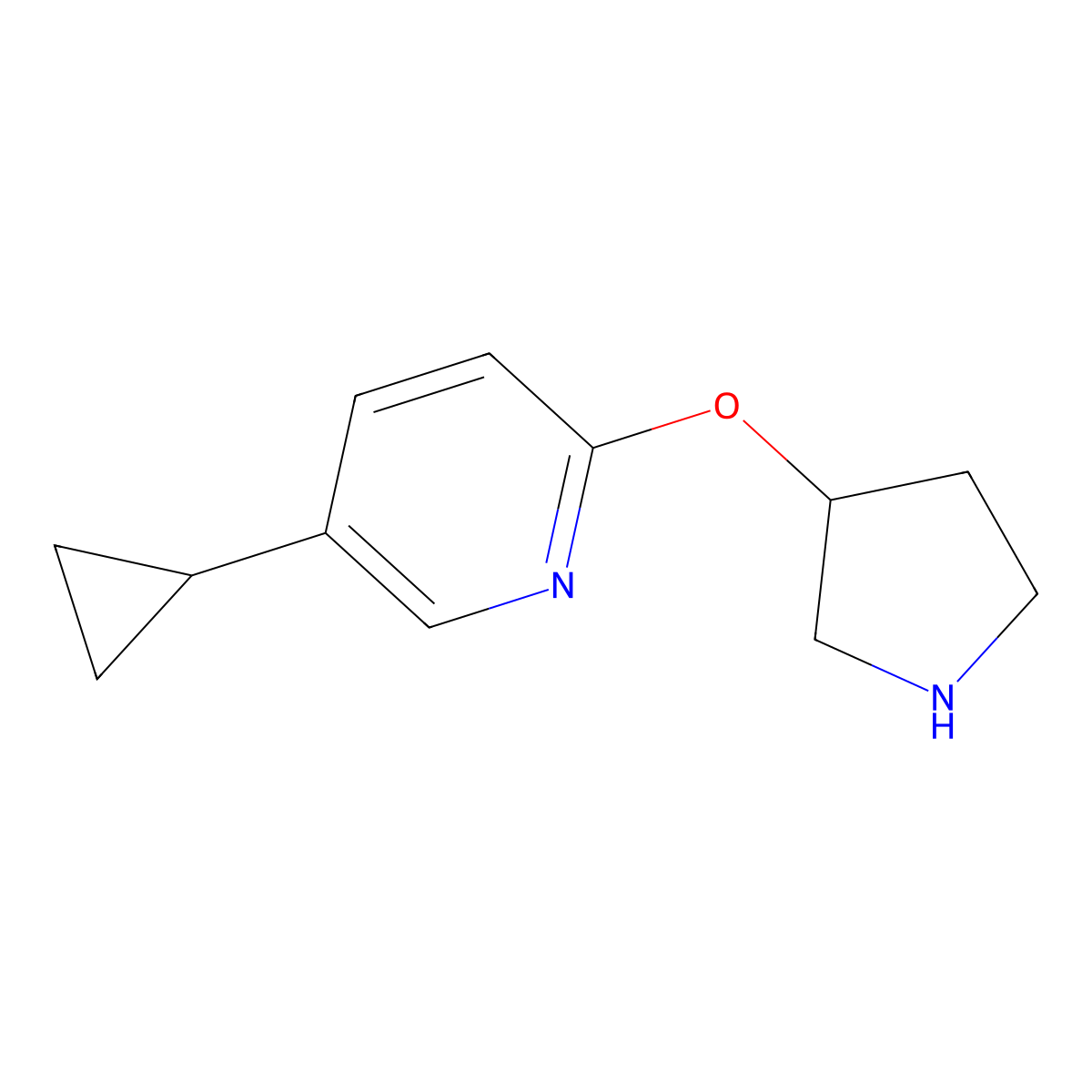 5-Cyclopropyl-2-(pyrrolidin-3-yloxy)pyridine molecular structure, CAS 2059937-90-3