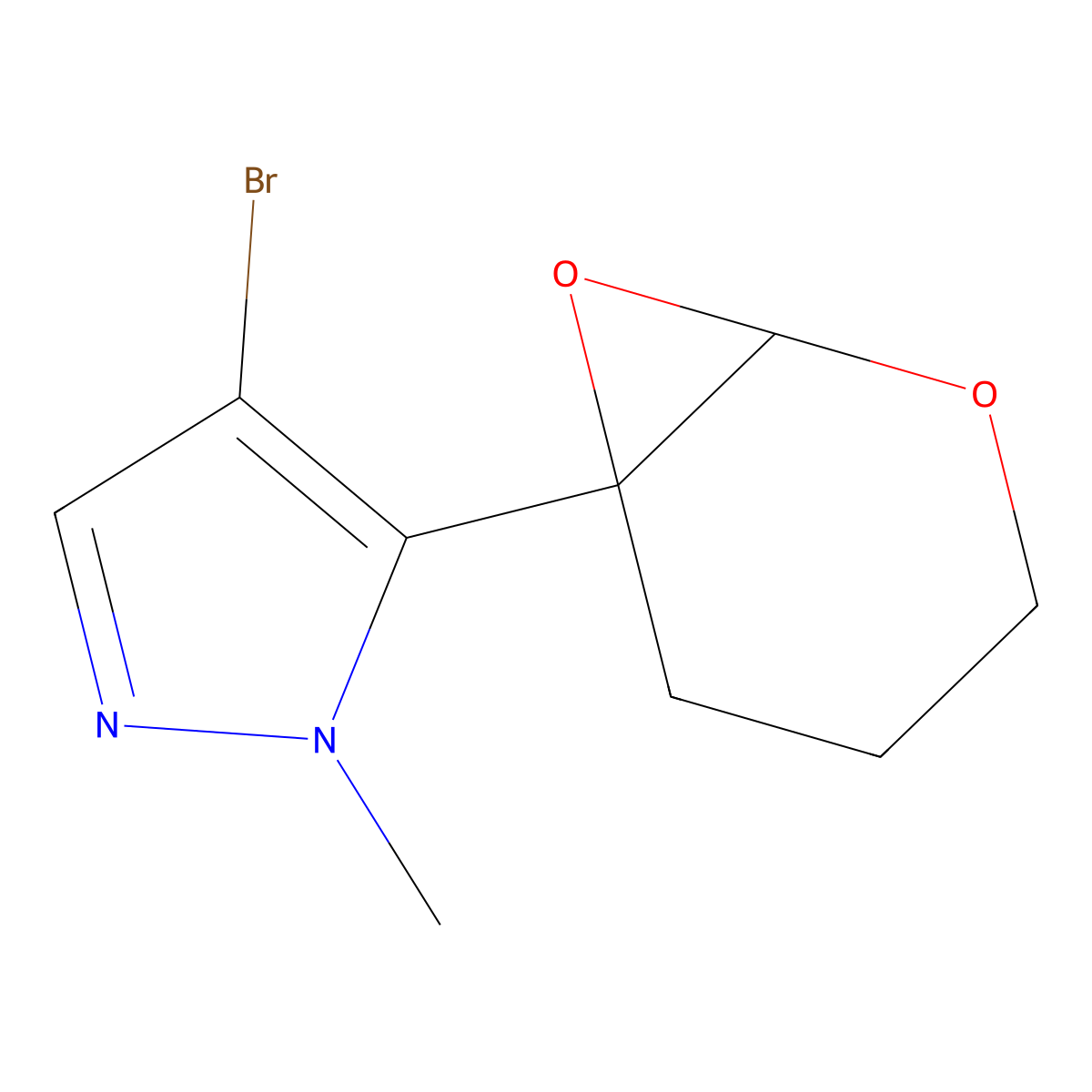 4-Bromo-5-{2,7-dioxabicyclo[4.1.0]heptan-6-yl}-1-methyl-1H-pyrazole molecular structure, CAS 2059937-96-9