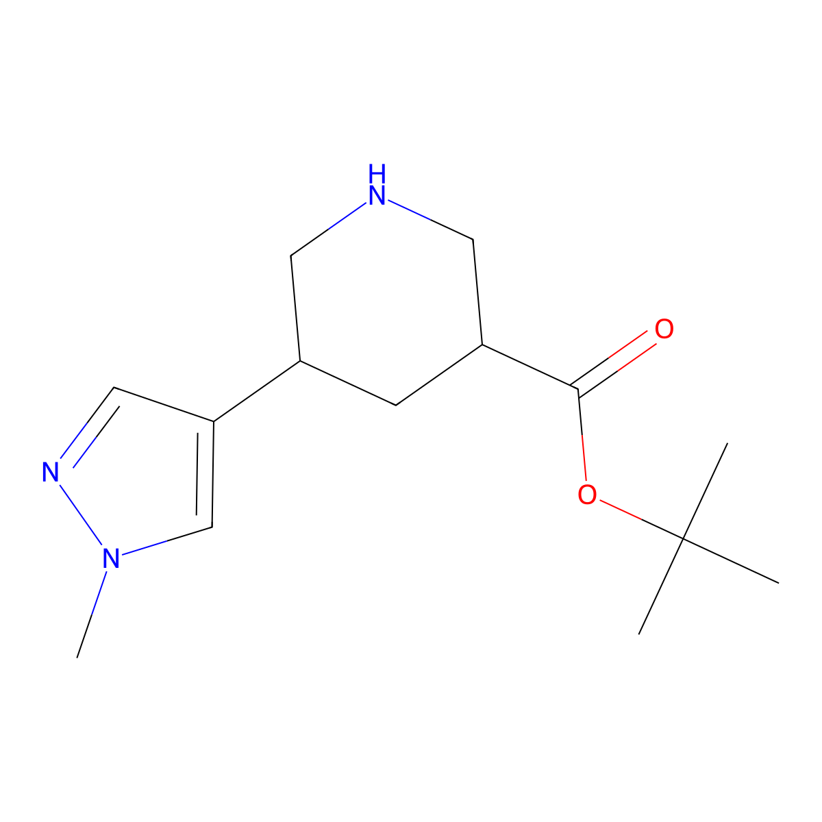 tert-butyl 5-(1-methyl-1H-pyrazol-4-yl)piperidine-3-carboxylate molecular structure, CAS 2059938-01-9