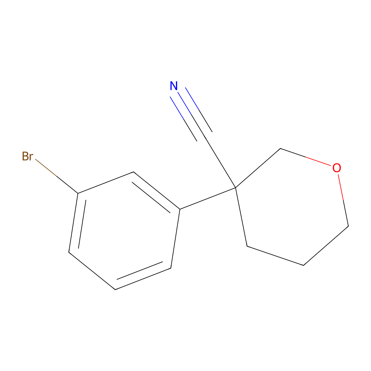 3-(3-Bromophenyl)oxane-3-carbonitrile molecular structure, CAS 2059938-02-0