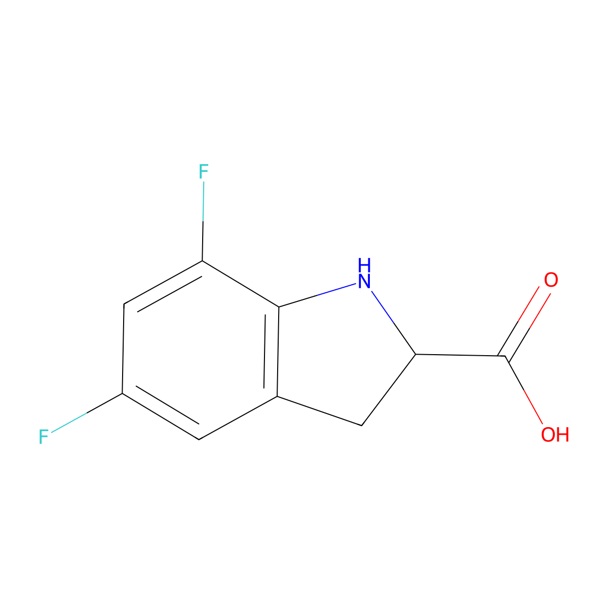 5,7-Difluoro-2,3-dihydro-1H-indole-2-carboxylic acid molecular structure, CAS 2059938-04-2
