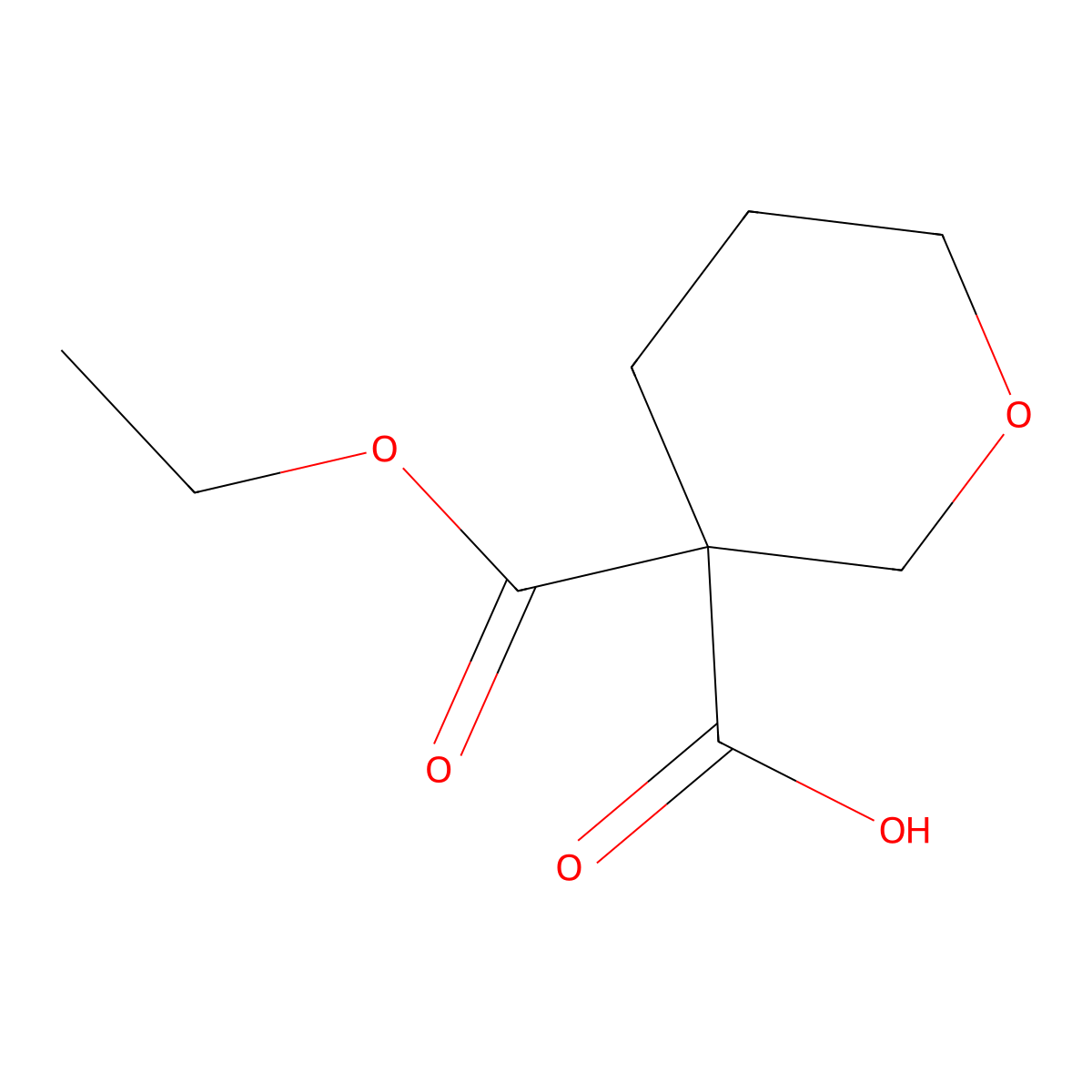 3-(Ethoxycarbonyl)oxane-3-carboxylic acid molecular structure, CAS 2059938-11-1