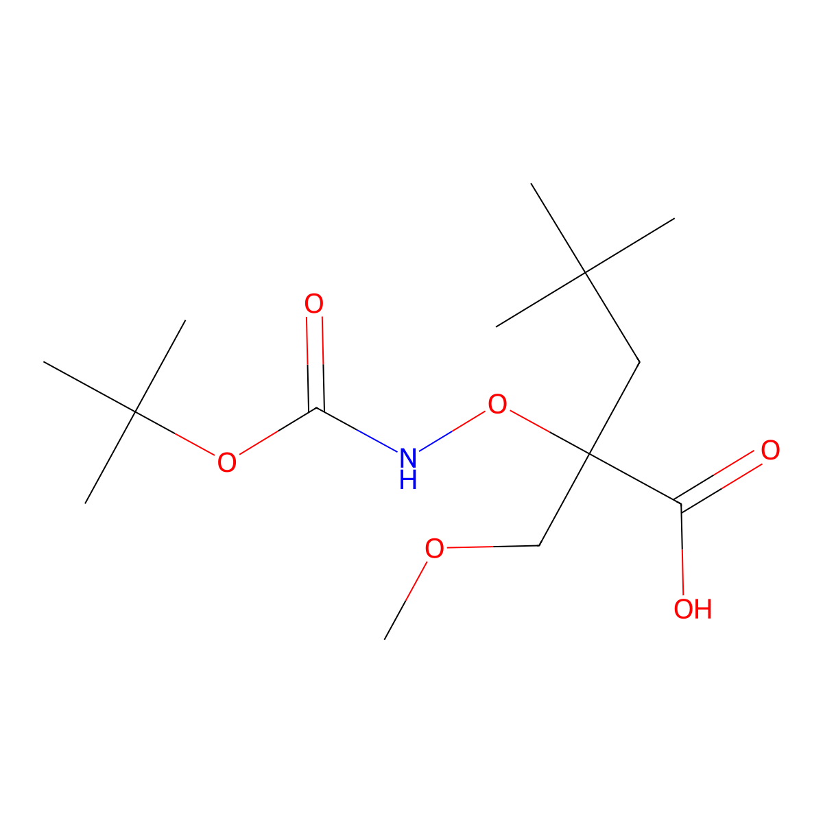 2-({[(Tert-butoxy)carbonyl]amino}oxy)-2-(methoxymethyl)-4,4-dimethylpentanoic acid molecular structure, CAS 2059938-12-2