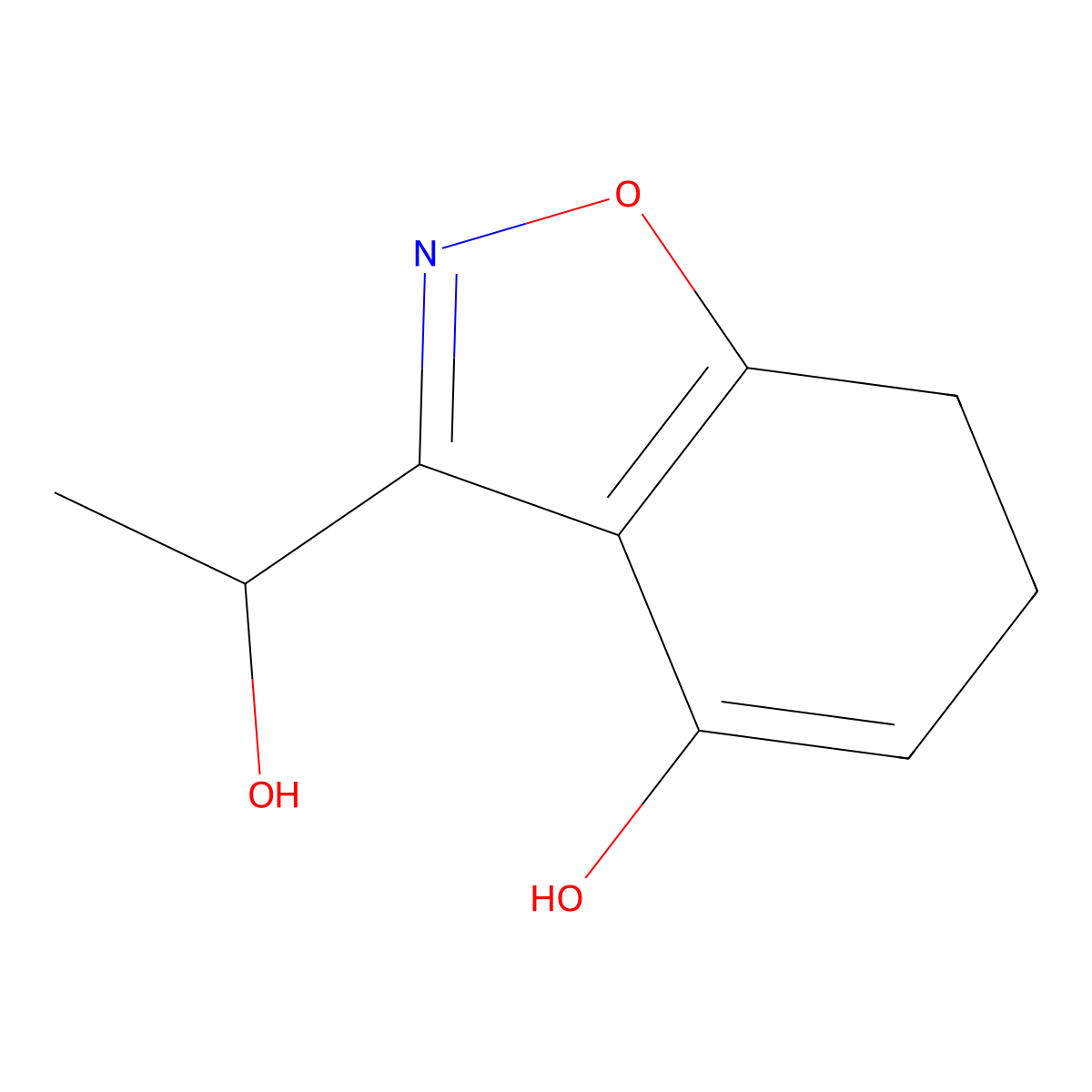 3-(1-Hydroxyethyl)-6,7-dihydro-1,2-benzoxazol-4-ol molecular structure, CAS 2059938-15-5