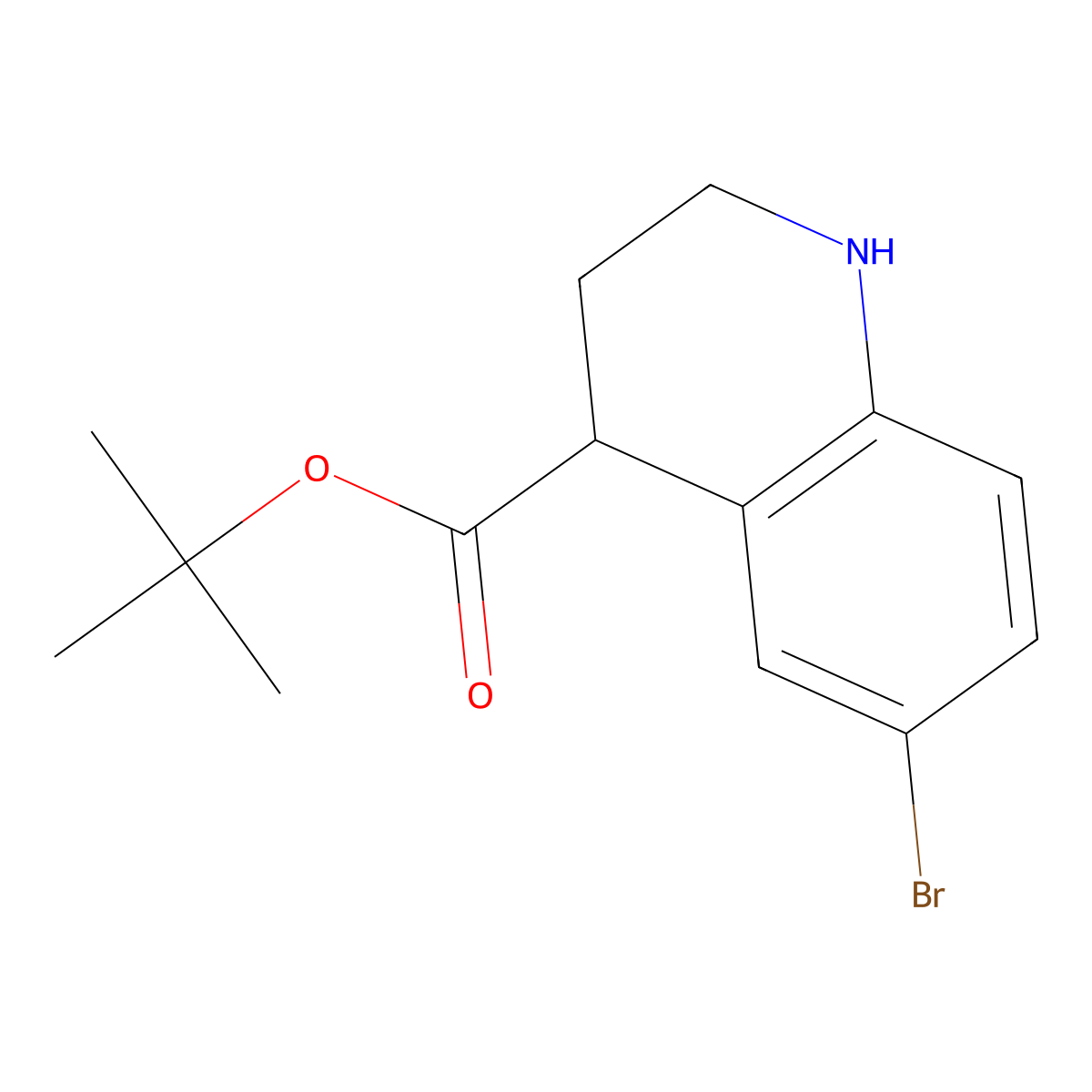 Tert-butyl 6-bromo-1,2,3,4-tetrahydroquinoline-4-carboxylate molecular structure, CAS 2059938-18-8