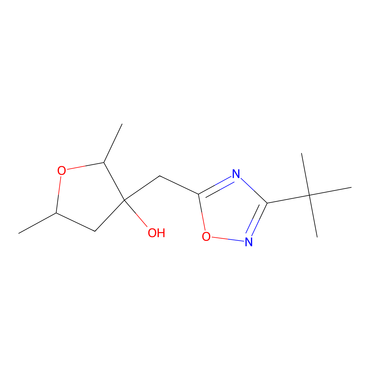 3-[(3-tert-Butyl-1,2,4-oxadiazol-5-yl)methyl]-2,5-dimethyloxolan-3-ol molecular structure, CAS 2059938-44-0