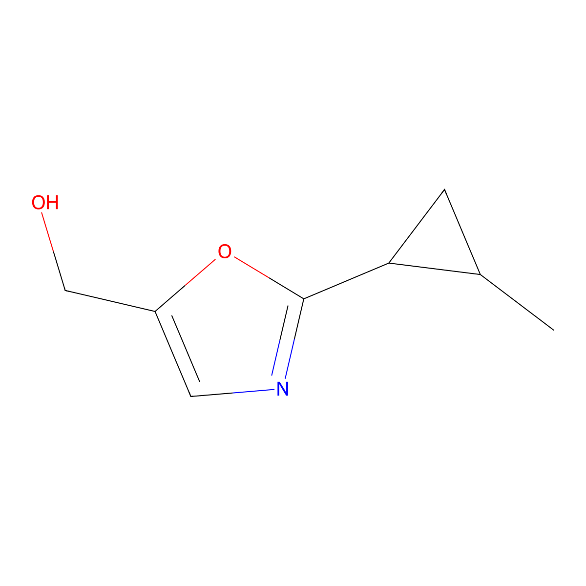 [2-(2-Methylcyclopropyl)-1,3-oxazol-5-yl]methanol molecular structure, CAS 2059938-55-3