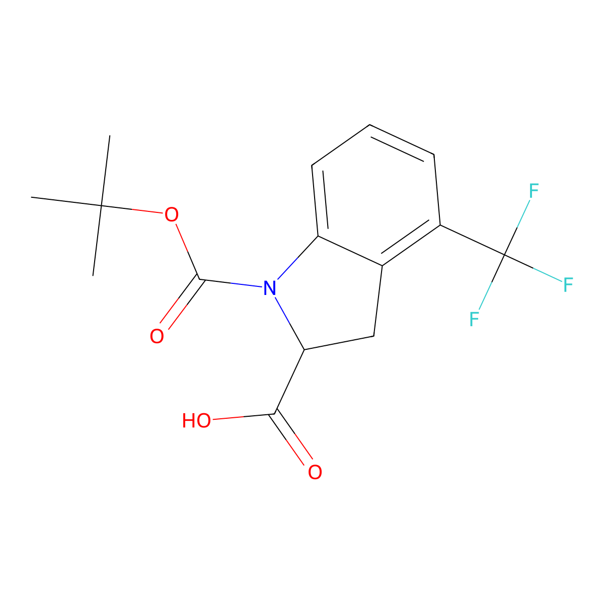 1-[(tert-Butoxy)carbonyl]-4-(trifluoromethyl)-2,3-dihydro-1H-indole-2-carboxylic acid molecular structure, CAS 2059938-56-4