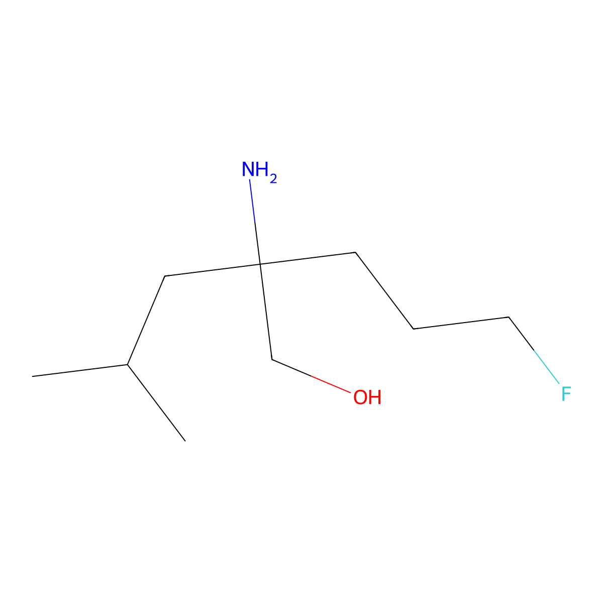 2-Amino-2-(3-fluoropropyl)-4-methylpentan-1-ol molecular structure, CAS 2059938-67-7