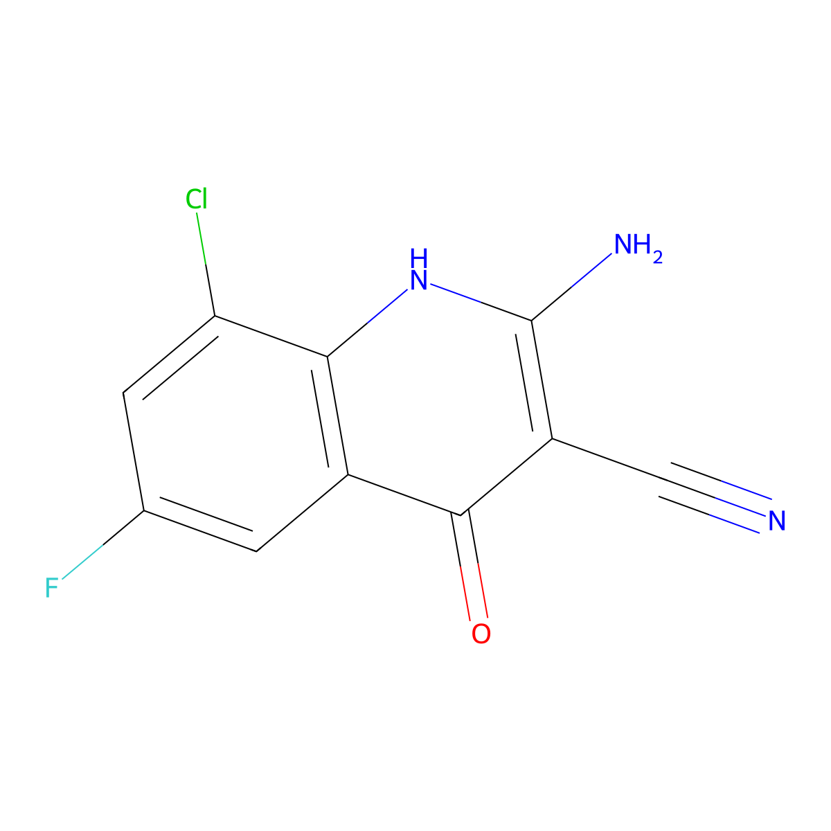 2-Amino-8-chloro-6-fluoro-4-hydroxyquinoline-3-carbonitrile molecular structure, CAS 2059938-71-3