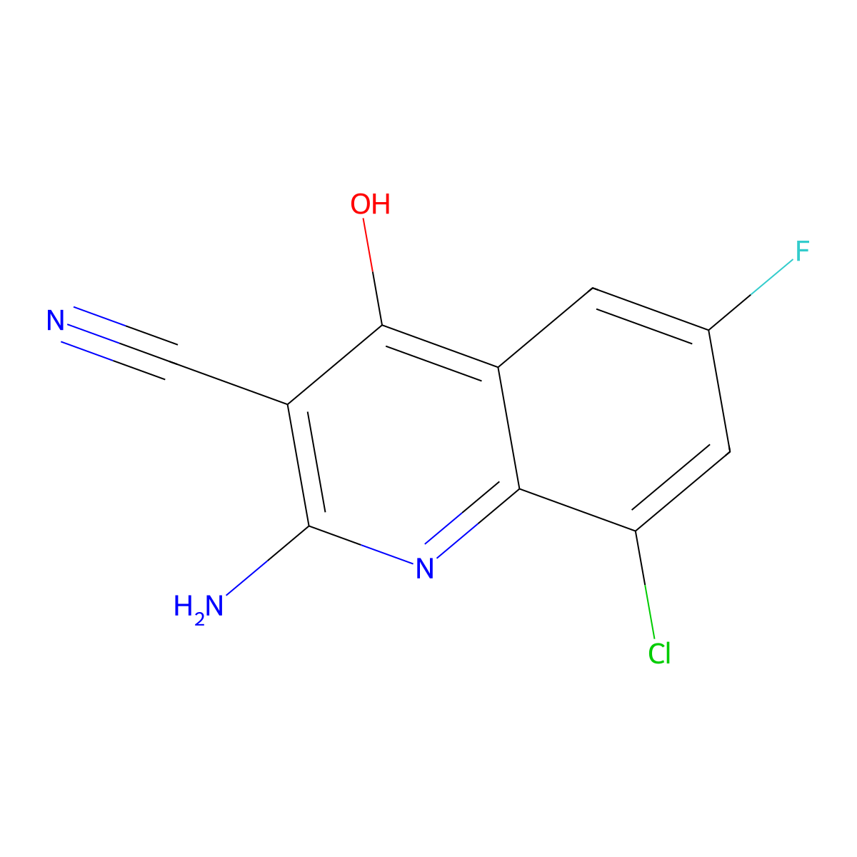 2-Amino-8-chloro-6-fluoro-4-hydroxyquinoline-3-carbonitrile molecular structure, CAS 2059938-71-3
