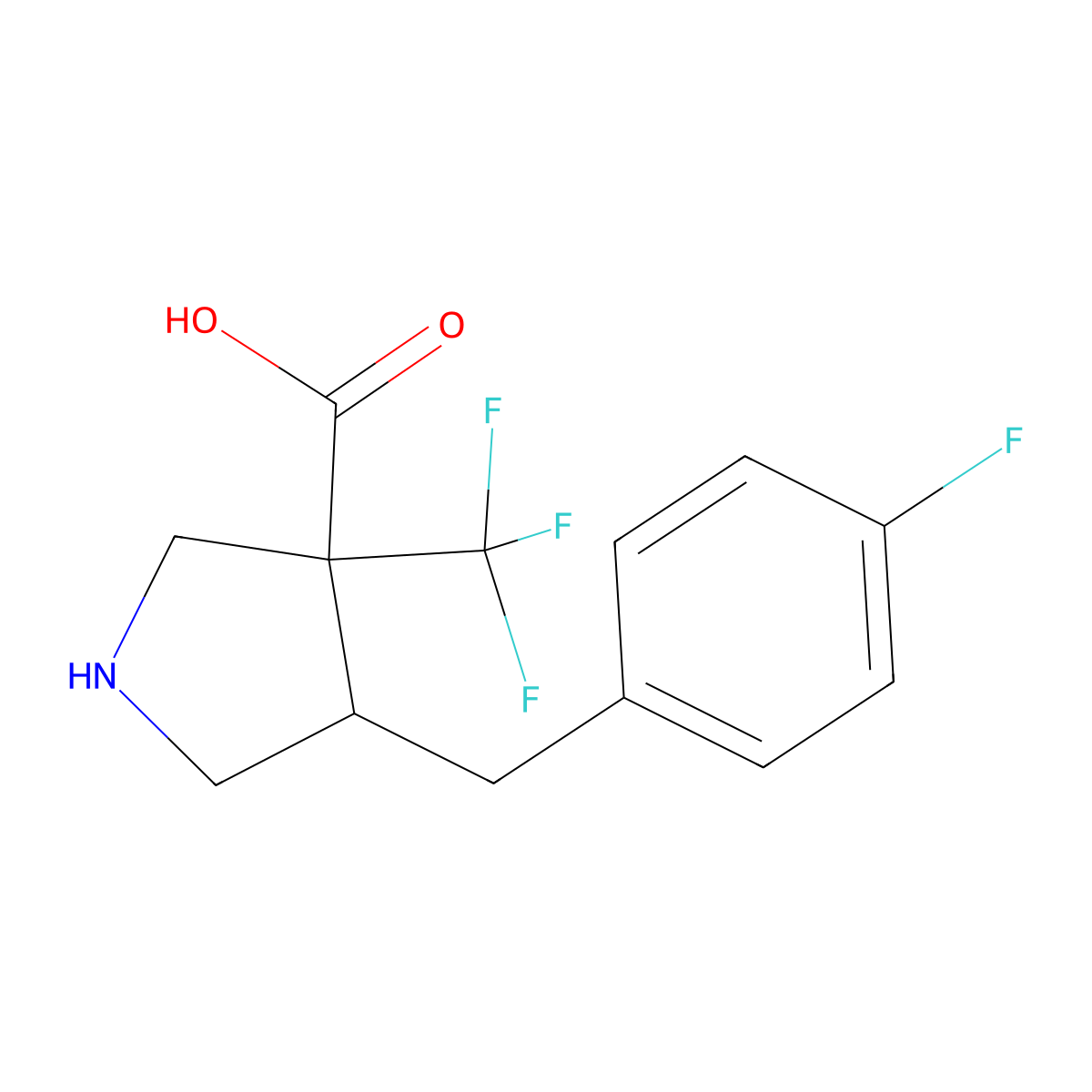 4-[(4-Fluorophenyl)methyl]-3-(trifluoromethyl)pyrrolidine-3-carboxylic acid molecular structure, CAS 2059938-74-6