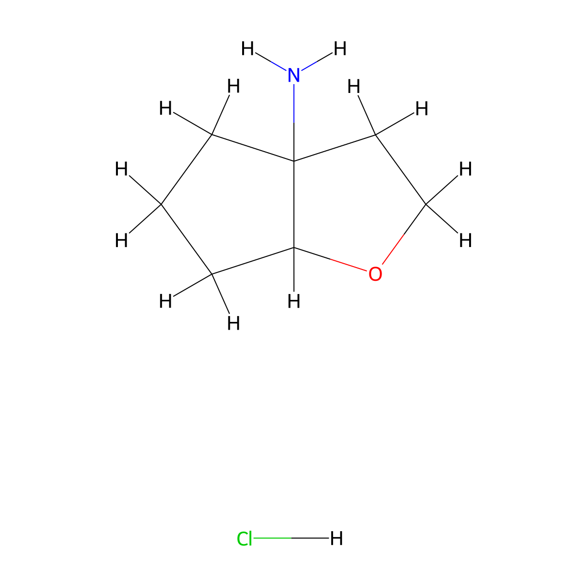 Hexahydro-2H-cyclopenta[b]furan-3a-amine hydrochloride molecular structure, CAS 2059938-97-3