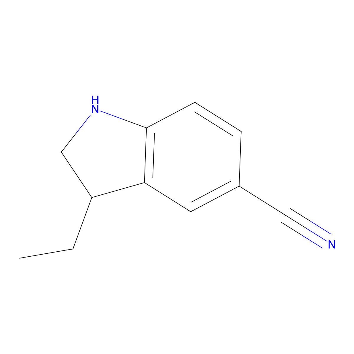 3-Ethyl-2,3-dihydro-1H-indole-5-carbonitrile molecular structure, CAS 2059938-98-4