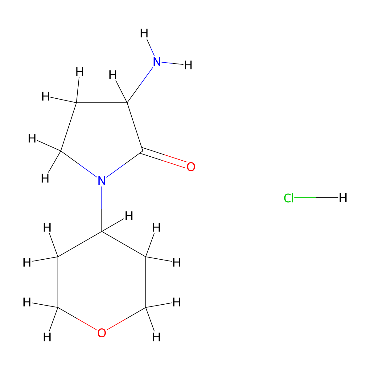 3-Amino-1-(oxan-4-yl)pyrrolidin-2-one hydrochloride molecular structure, CAS 2059939-00-1